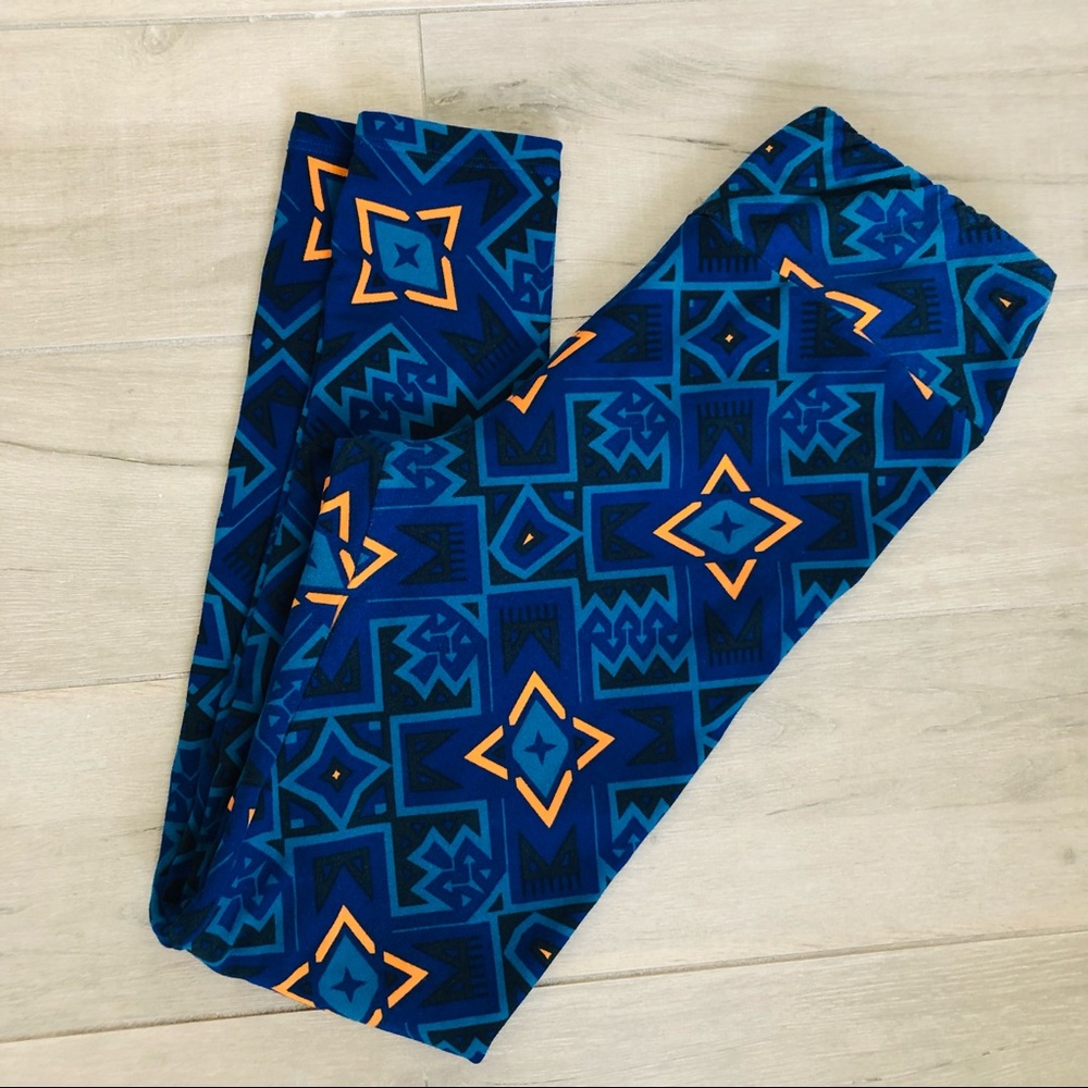 LuLaRoe Blue Print Leggings - Picture 6 of 7